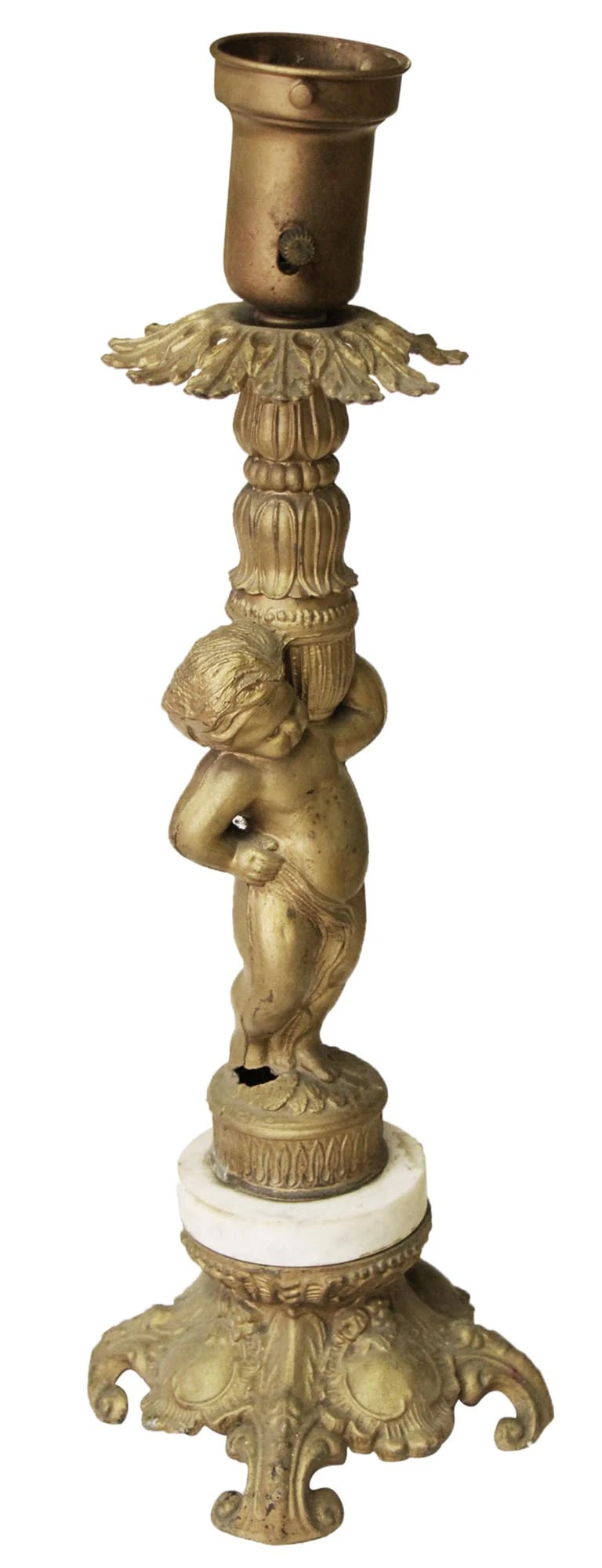 Victorian Gold Gilt Cherub Table Lamp 4 Victorian Gold Gilt Cherub Table Lamp - Image 2
