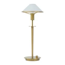 Mid Century Solid Brass & Frosted Glass Lamp