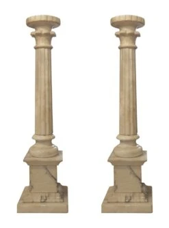 Pair Of French Neoclassical Alabaster Column Table Lamps