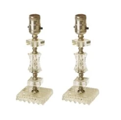 Pair Of Traditional Clear Glass Table Lamps