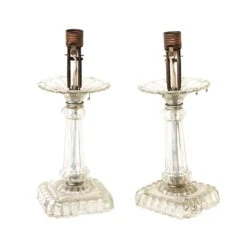 Pair Of Traditional Glass Table Lamps With Scalloped Base