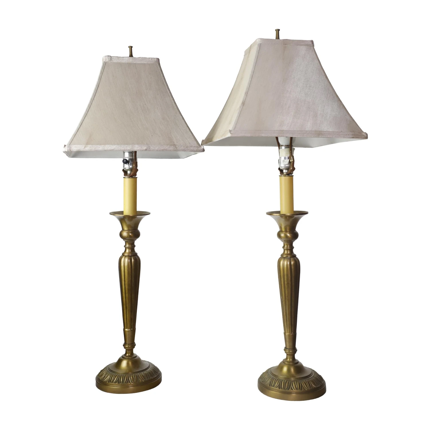 Pair Of Traditional Ribbed Patina Brass Table Lamps 3 Pair Of Traditional Ribbed Patina Brass Table Lamps