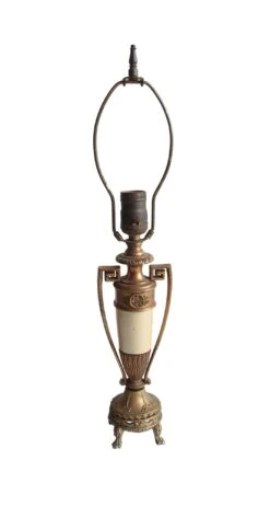 Victorian Brass Ceramic Center Table Lamp