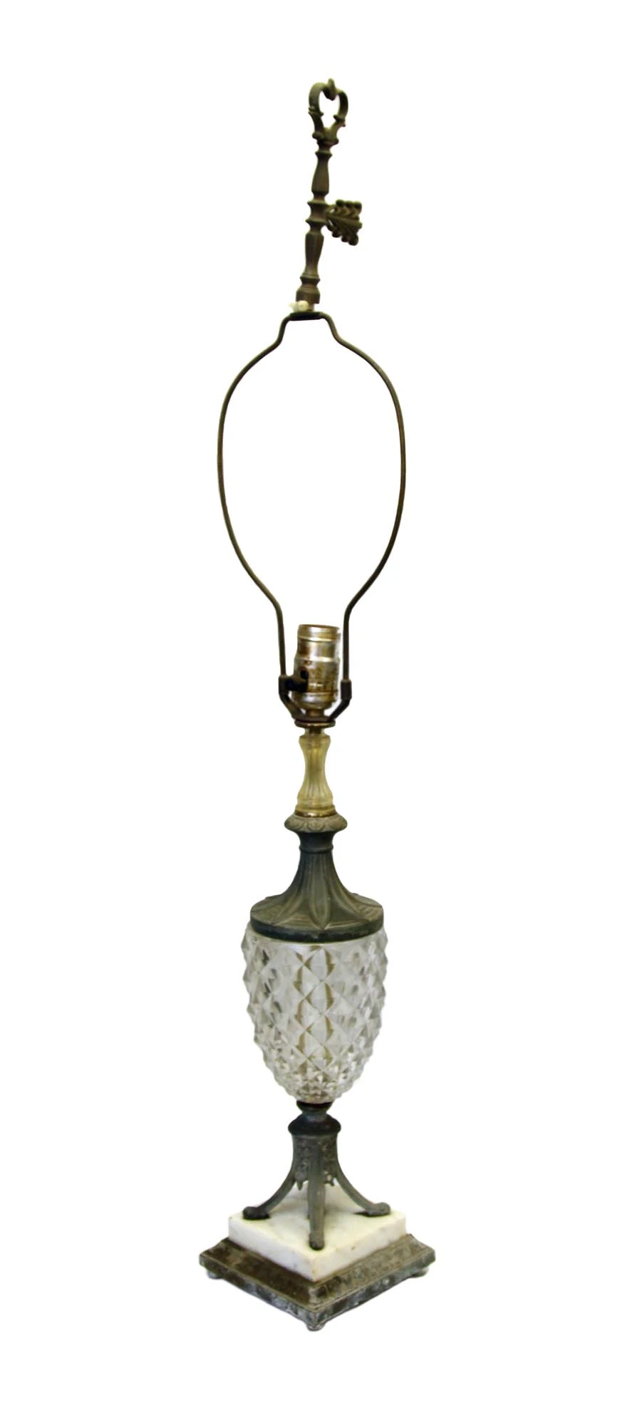 Victorian Clear Glass Bronze & Marble Table Lamp 3 Victorian Clear Glass Bronze & Marble Table Lamp