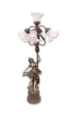 Victorian Figural 5 Frosted Shades Table Lamp