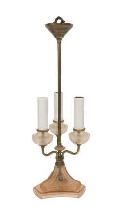 Victorian Pink Glass 3 Arm Table Lamp