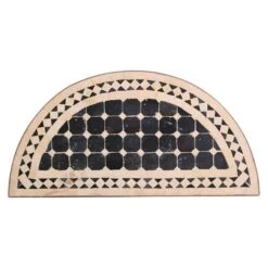 Black & Tan Tile Arch Mosaic Steel Frame Table Top