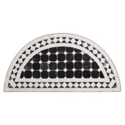 Black & White Arch Tile Mosaic Steel Frame Table Top