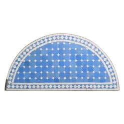 Blue & White Arch Mosaic Steel Frame Table Top