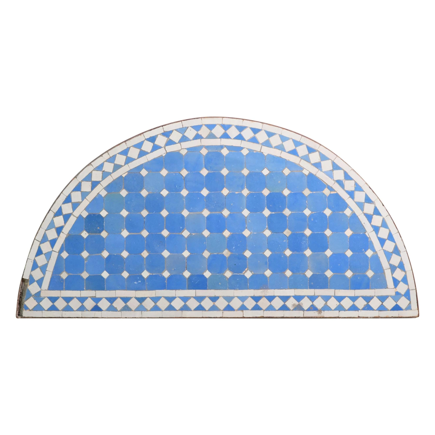 Blue & White Arch Mosaic Steel Frame Table Top 3 Blue & White Arch Mosaic Steel Frame Table Top