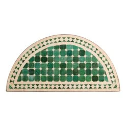 Green & Off White Tile Arch Mosaic Steel Frame Table Top