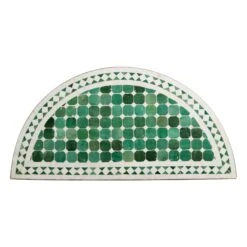 Green & White Half Arch Mosaic Steel Frame Table Top