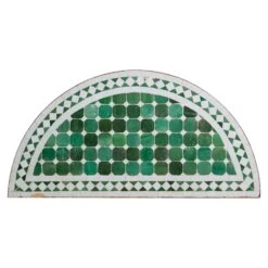 Green & White Tile Arch Mosaic Steel Frame Table Top