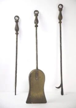 Set Of 3 Antique Matching Cast Iron Fireplace Tools 13 Set Of 3 Antique Matching Cast Iron Fireplace Tools -OGT Sale Store tool sets q280016