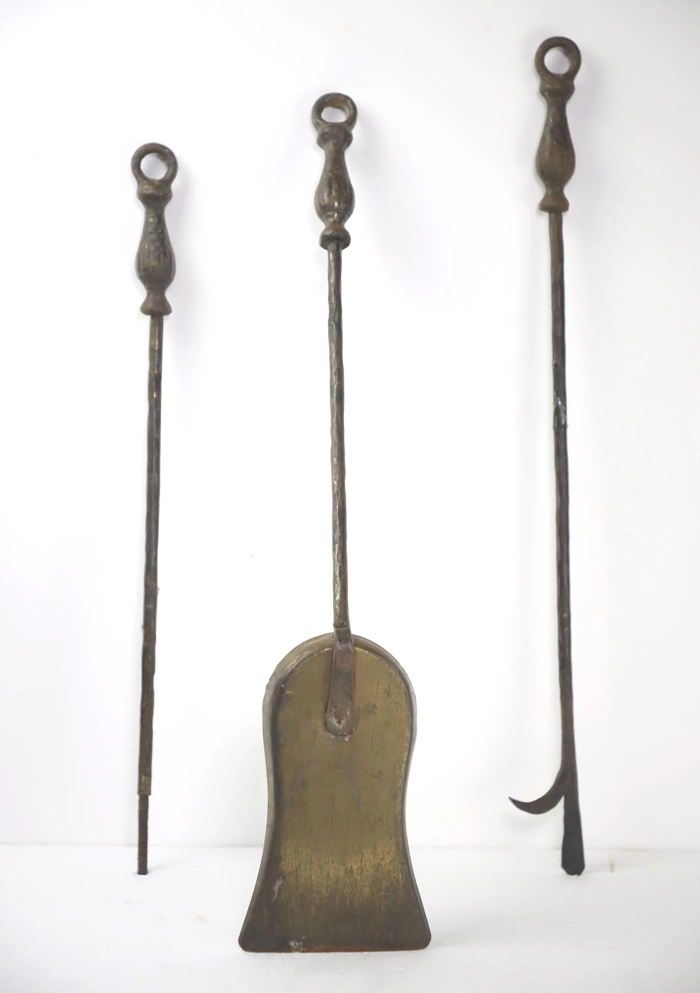Set Of 3 Antique Matching Cast Iron Fireplace Tools 4 Set Of 3 Antique Matching Cast Iron Fireplace Tools - Image 2