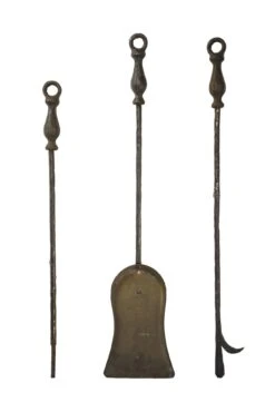 Set Of 3 Antique Matching Cast Iron Fireplace Tools