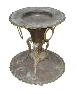 Antique Hand Hammered Brass Umbrella Or Plant Stand