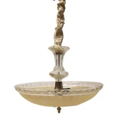 1940s Cast Glass Dish Pendant Light
