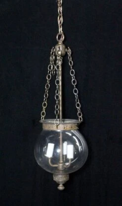 19th Century 7.5 In. Round Glass Bell Jar Pendant Light