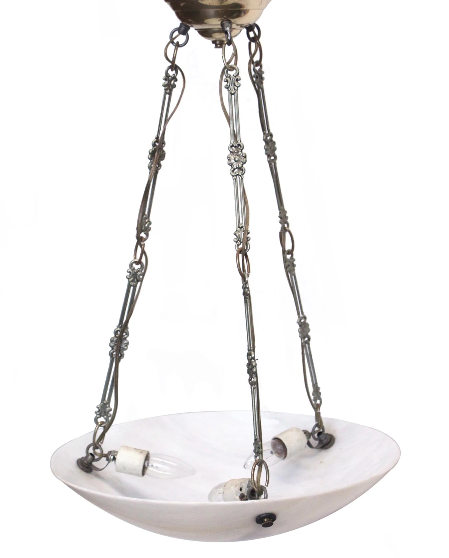 Cast Glass ‘Faux Alabaster’ Dish Pendant Light 3 Cast Glass ‘Faux Alabaster’ Dish Pendant Light