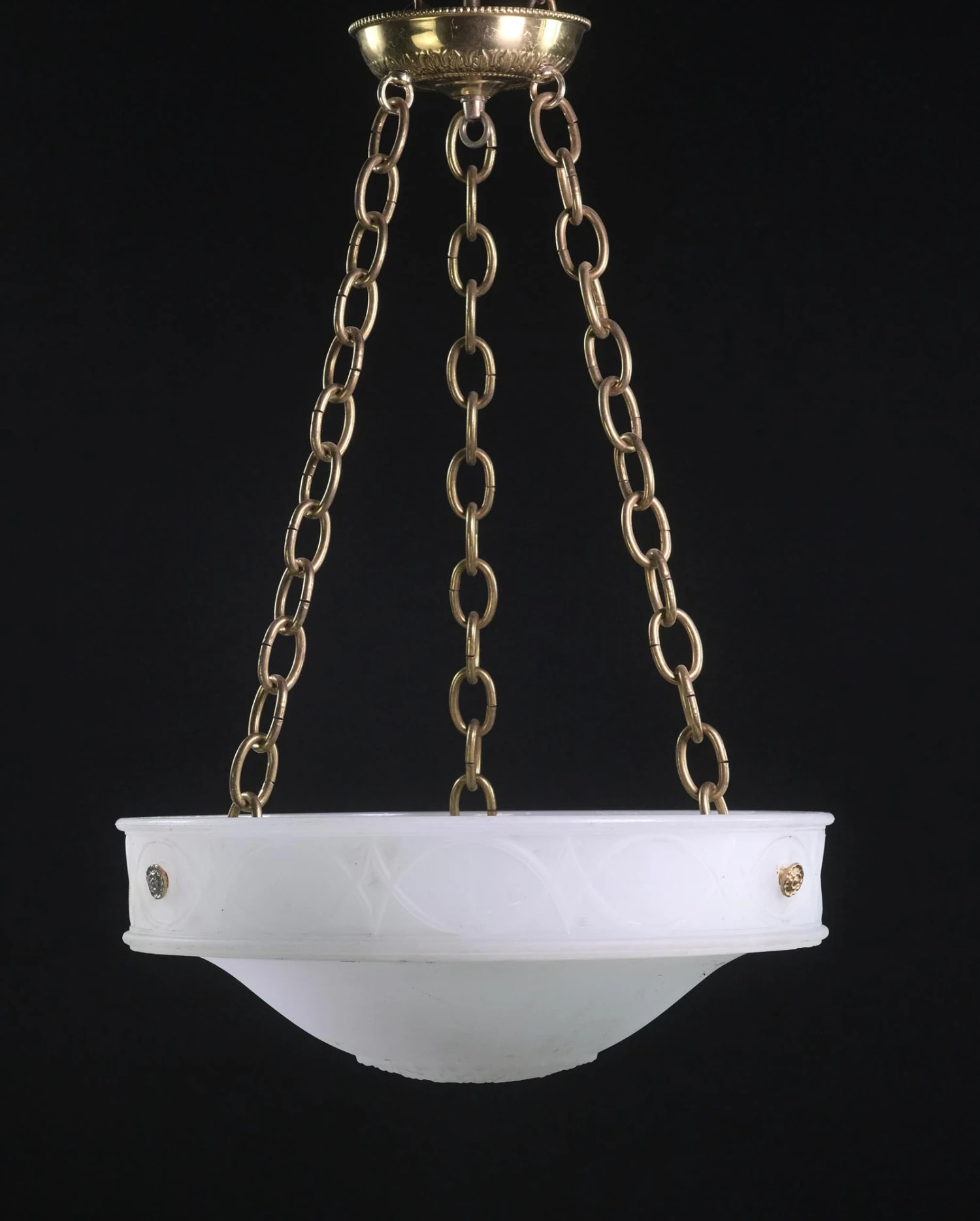 Cast Milk Glass Dish Pendant Light With Ornate Details And Bisque Finish 3 Cast Milk Glass Dish Pendant Light With Ornate Details And Bisque Finish