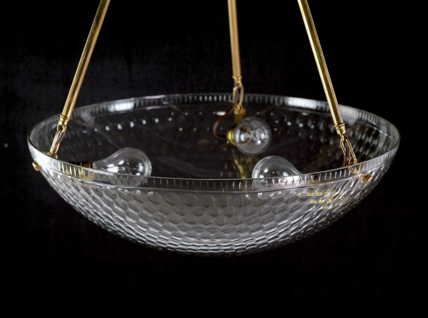 Large Italian Glass Dish Pendant Light With Honeycomb Pattern 4 Large Italian Glass Dish Pendant Light With Honeycomb Pattern - Image 2