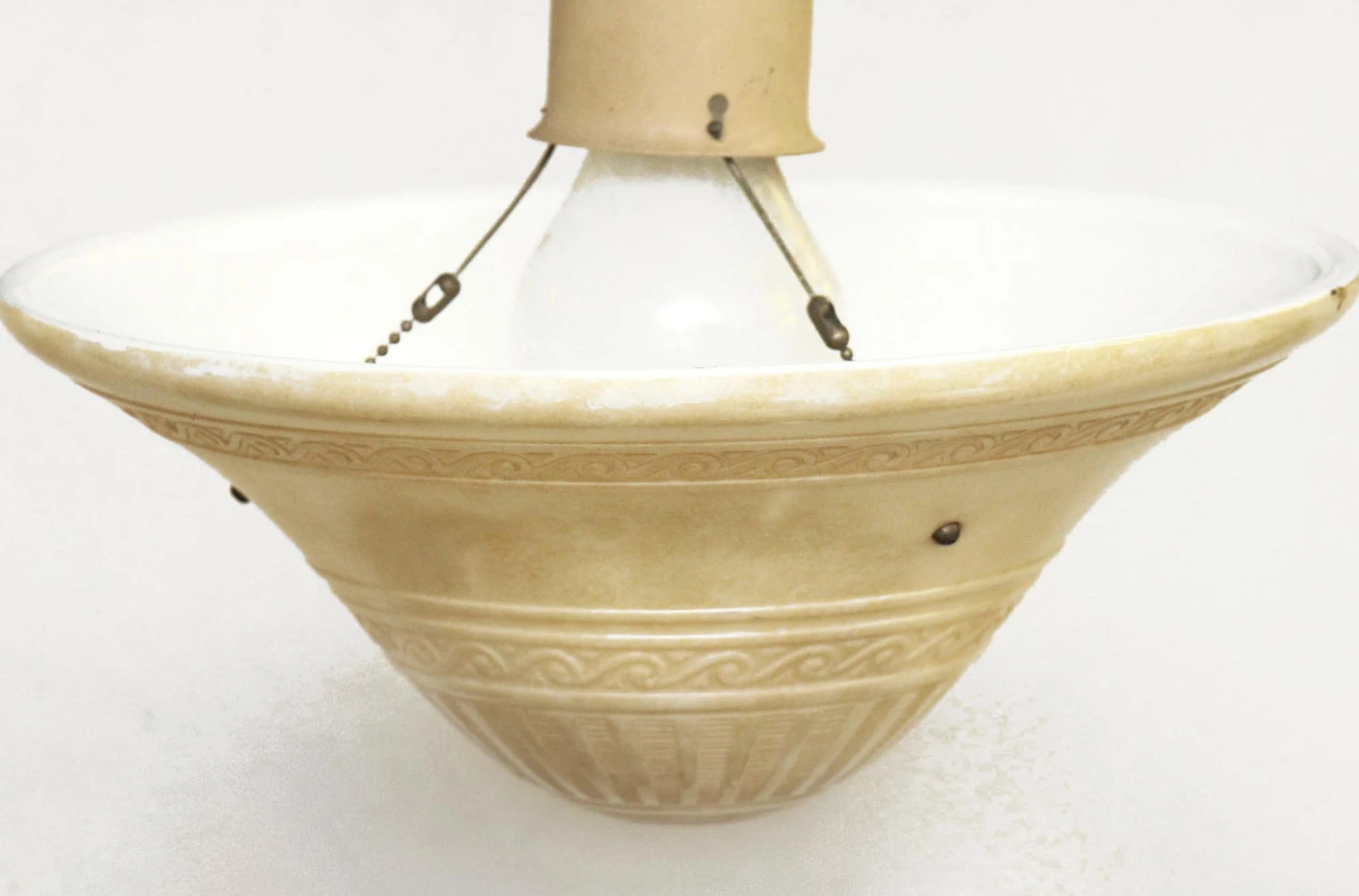 Mid Century Tan Saucer Up Pendant Light 5 Mid Century Tan Saucer Up Pendant Light - Image 3