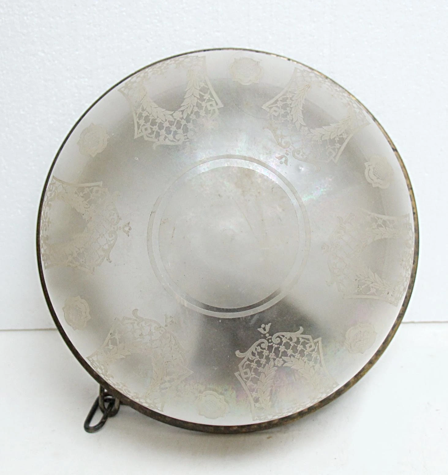 Opalescent Etched Shaded Up Pendant Light 5 Opalescent Etched Shaded Up Pendant Light - Image 3