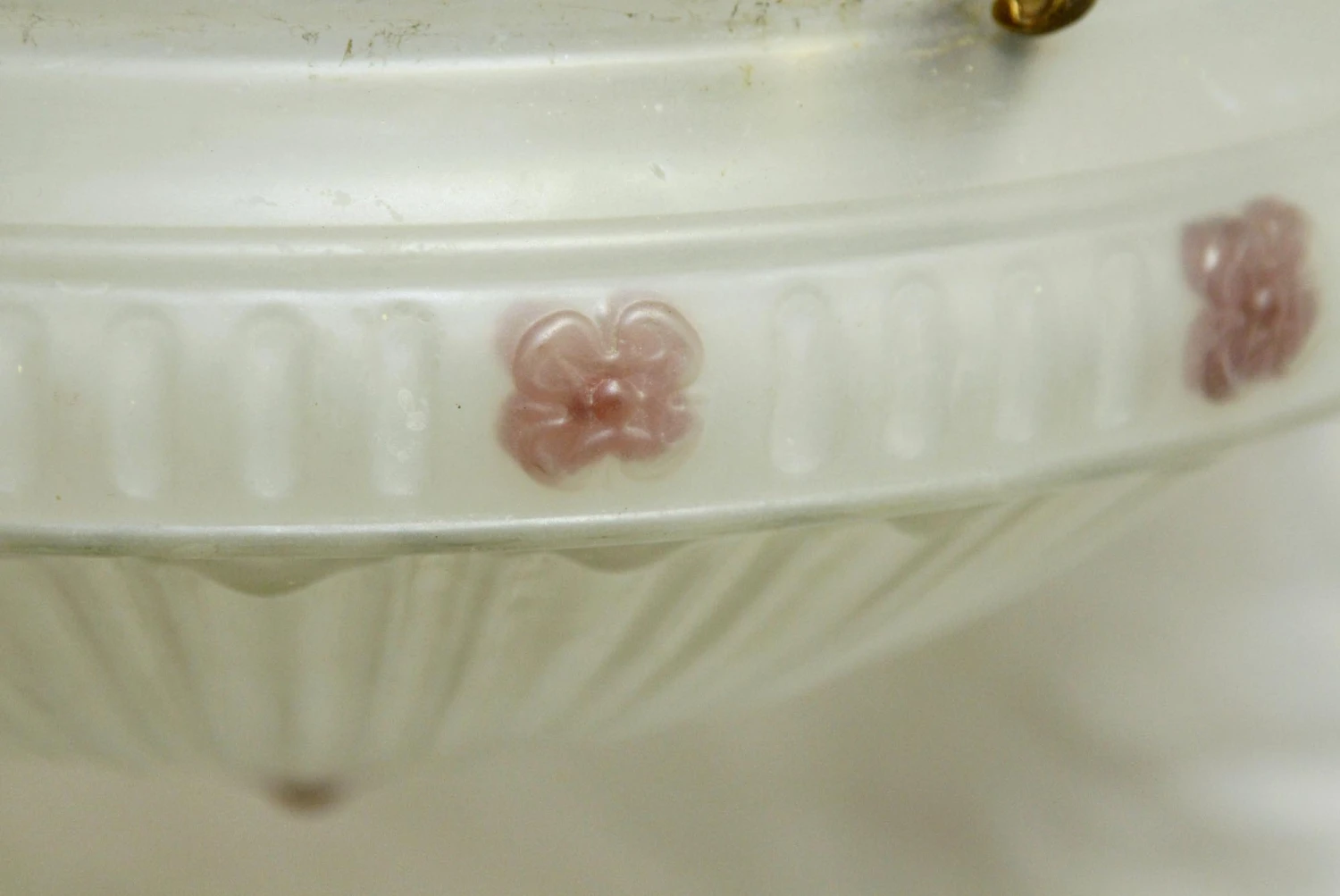 1910 Hand Painted Glass Dish Globe Up Pendant Light 5 1910 Hand Painted Glass Dish Globe Up Pendant Light - Image 3