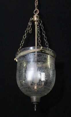 Antique Victorian 9.25 In. Etched Glass Bell Jar Pendant Light 13 Antique Victorian 9.25 In. Etched Glass Bell Jar Pendant Light -OGT Sale Store up lights for sale q271624