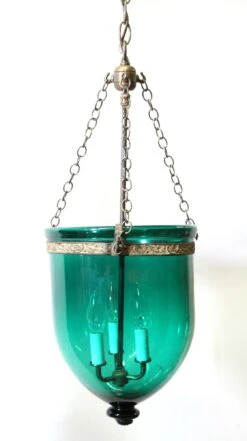 Antique 11.75 In. Blue Green Crystal Glass Bell Jar Pendant Light 12 Antique 11.75 In. Blue Green Crystal Glass Bell Jar Pendant Light -OGT Sale Store up lights for sale q273586