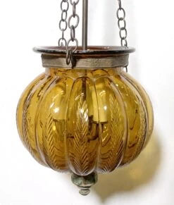Val Saint Lambert Antique 9 In. Amber Crystal Glass Bell Jar Pendant Light -OGT Sale Store up lights for sale q273591