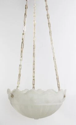 Antique 1900s Cast Glass Silver Chain Dish Pendant Light 14 Antique 1900s Cast Glass Silver Chain Dish Pendant Light -OGT Sale Store up lights for sale q274122