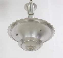 Vintage Scalloped Edge Aluminum Art Deco Pendant Light -OGT Sale Store up lights for sale q274153