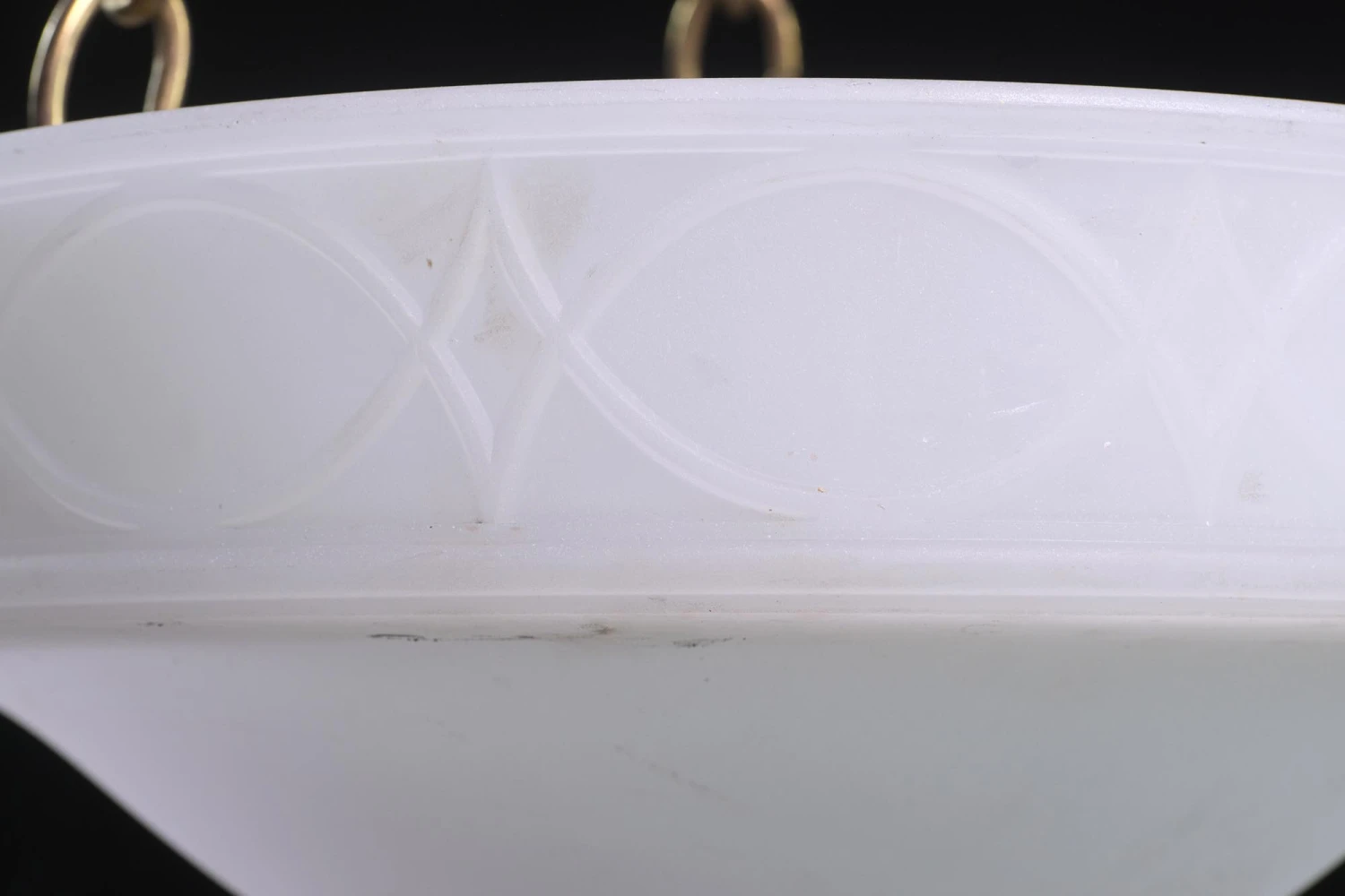 Cast Milk Glass Dish Pendant Light With Ornate Details And Bisque Finish 5 Cast Milk Glass Dish Pendant Light With Ornate Details And Bisque Finish - Image 3