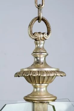 Antique Silvered Bronze Bank Pendant Light With Glass Panes -OGT Sale Store up lights for sale q278400