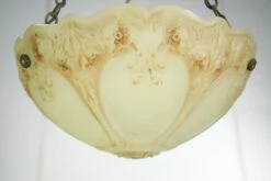 Victorian Floral Glass Dish Brass Chain Pendant Light -OGT Sale Store up lights for sale q280501 1