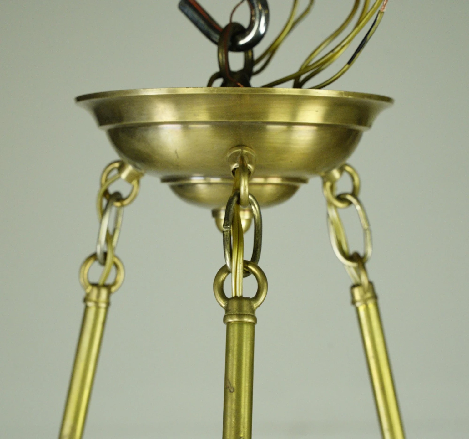 Modern White Etched Glass Dish Brass Pole Pendant Light 5 Modern White Etched Glass Dish Brass Pole Pendant Light - Image 3