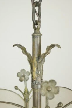 French Textured Glass Brass Frame Pendant Light 17 French Textured Glass Brass Frame Pendant Light -OGT Sale Store up lights for sale q287537