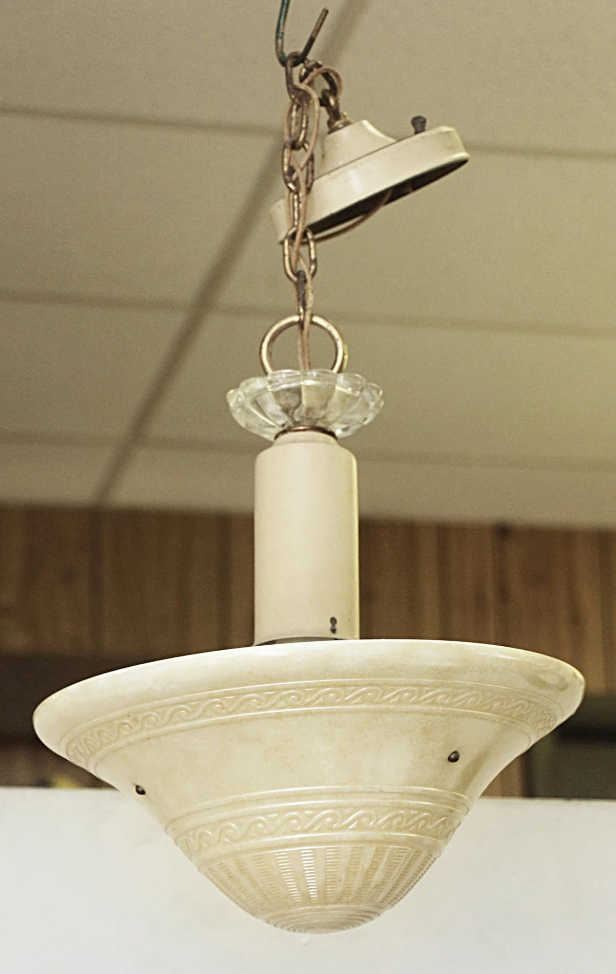 Mid Century Tan Saucer Up Pendant Light 4 Mid Century Tan Saucer Up Pendant Light - Image 2