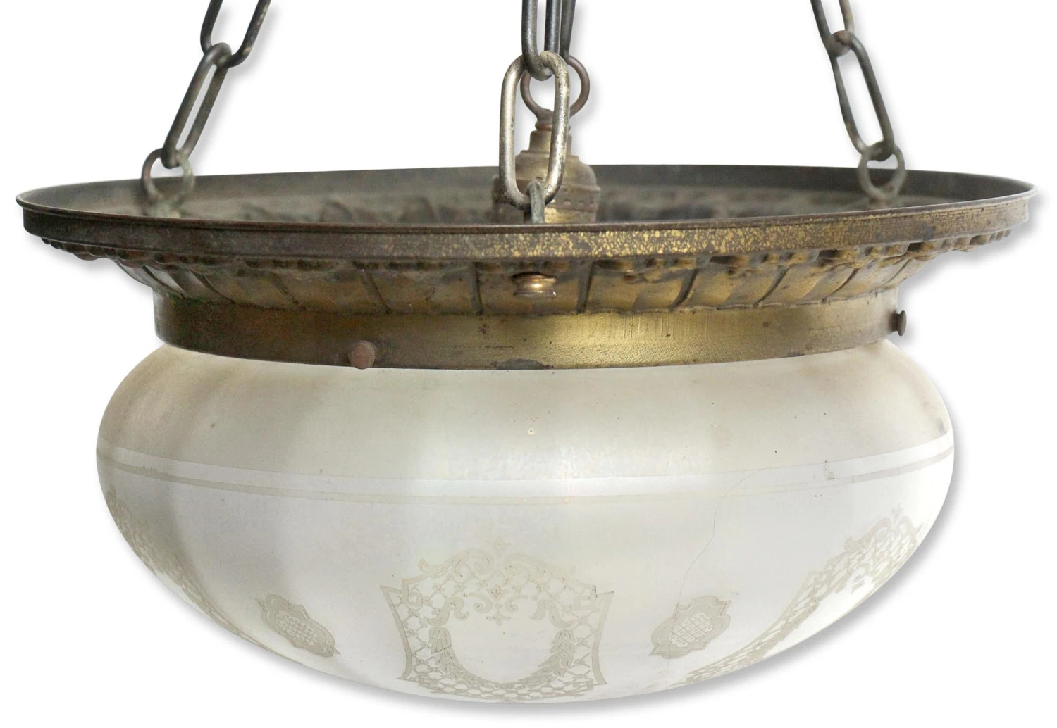 Opalescent Etched Shaded Up Pendant Light 4 Opalescent Etched Shaded Up Pendant Light - Image 2