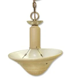 Mid Century Tan Saucer Up Pendant Light