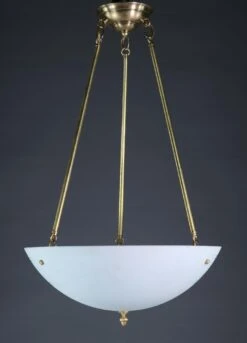 Modern Etched Milk Glass Dish Uplight Pendant Light