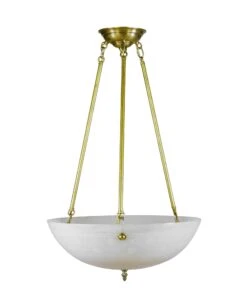 Modern White Etched Glass Dish Brass Pole Pendant Light