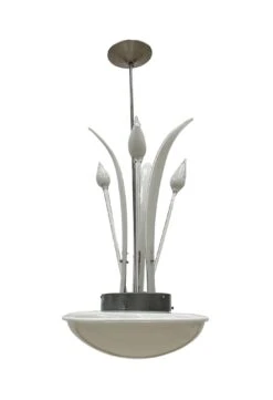 Modern White Murano Glass Dish Light With Tulip Bulbs