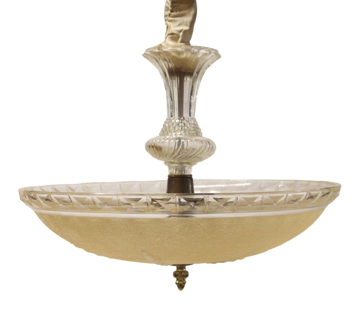 1940s Cast Glass Dish Pendant Light 4 1940s Cast Glass Dish Pendant Light - Image 2