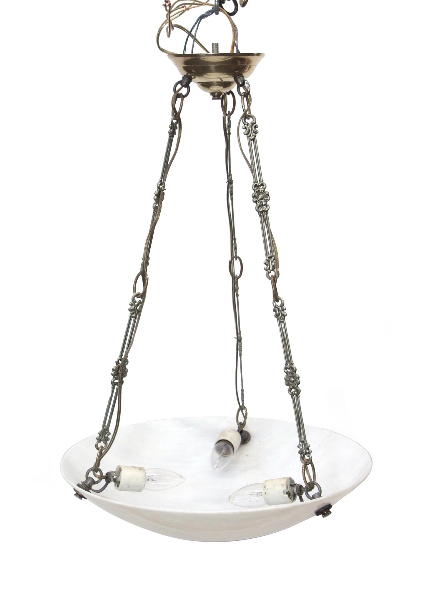 Cast Glass ‘Faux Alabaster’ Dish Pendant Light 4 Cast Glass ‘Faux Alabaster’ Dish Pendant Light - Image 2