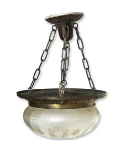 Opalescent Etched Shaded Up Pendant Light