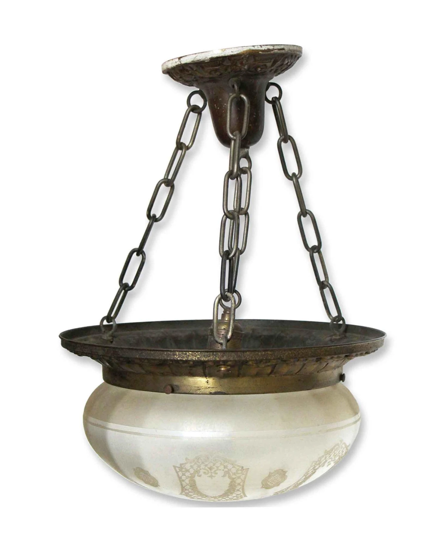 Opalescent Etched Shaded Up Pendant Light 3 Opalescent Etched Shaded Up Pendant Light