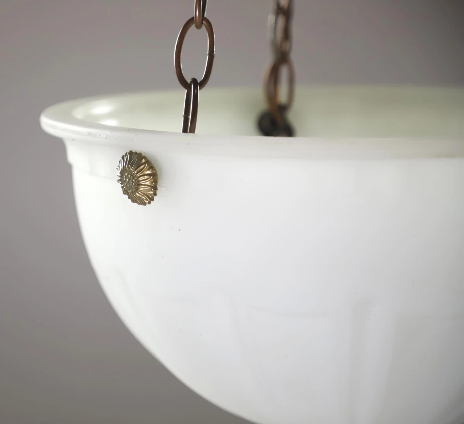 Victorian Ridged Milk Glass Hanging Pendant Light 4 Victorian Ridged Milk Glass Hanging Pendant Light - Image 2